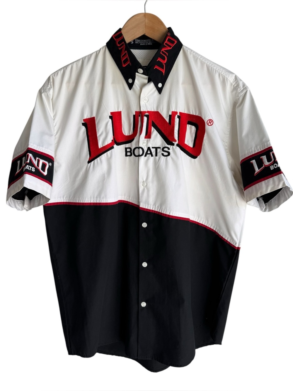 Lund Boats Embroidered Fishing Shirt Mens S Performance Button Up Short Sleeve